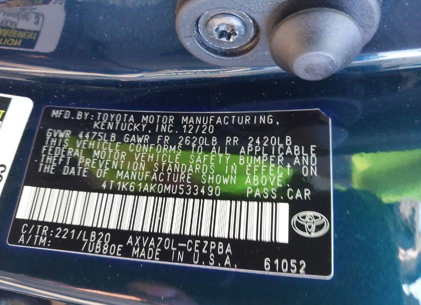 Photo 9 of 2021 Toyota Camry XSE (VIN 4T1K61AK0MU533490)