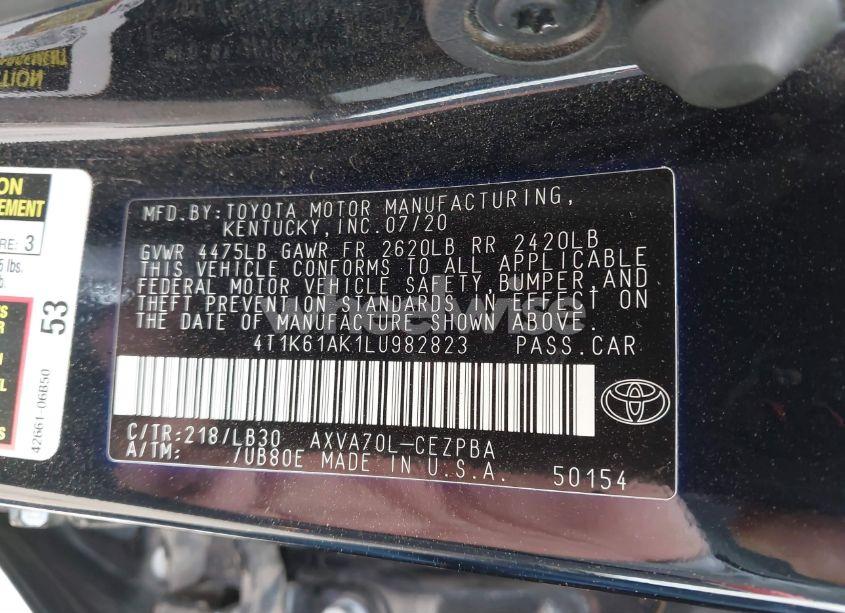Photo 9 of 2020 Toyota Camry XSE (VIN 4T1K61AK1LU982823)