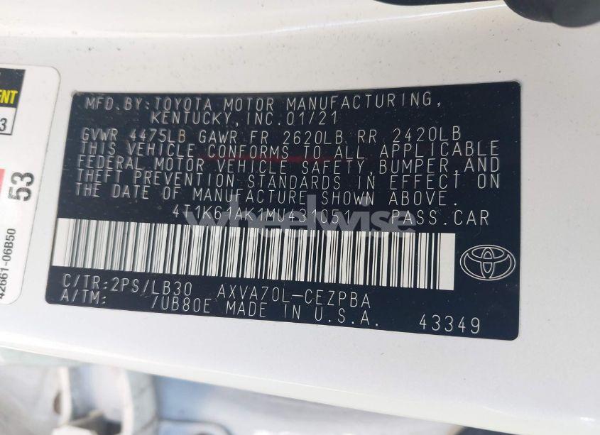 Photo 9 of 2021 Toyota Camry XSE (VIN 4T1K61AK1MU431051)