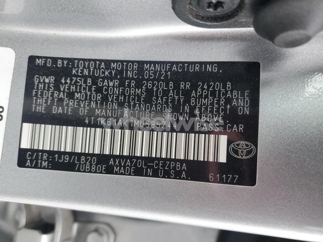 Photo 10 of 2021 TOYOTA CAMRY XSE (VIN 4T1K61AK1MU585744)