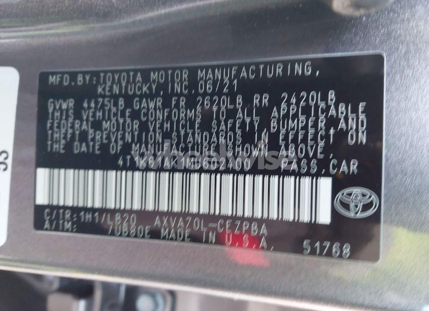 Photo 9 of 2021 Toyota Camry XSE (VIN 4T1K61AK1MU602400)