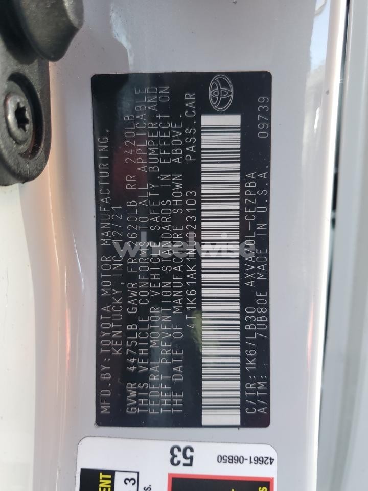 Photo 12 of 2022 TOYOTA CAMRY XSE (VIN 4T1K61AK1NU023103)