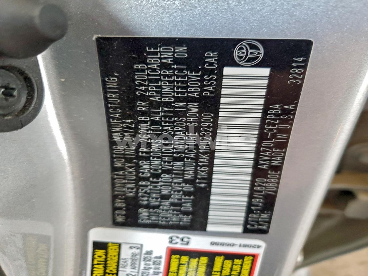 Photo 12 of 2024 TOYOTA CAMRY XSE (VIN 4T1K61AK1RU232900)