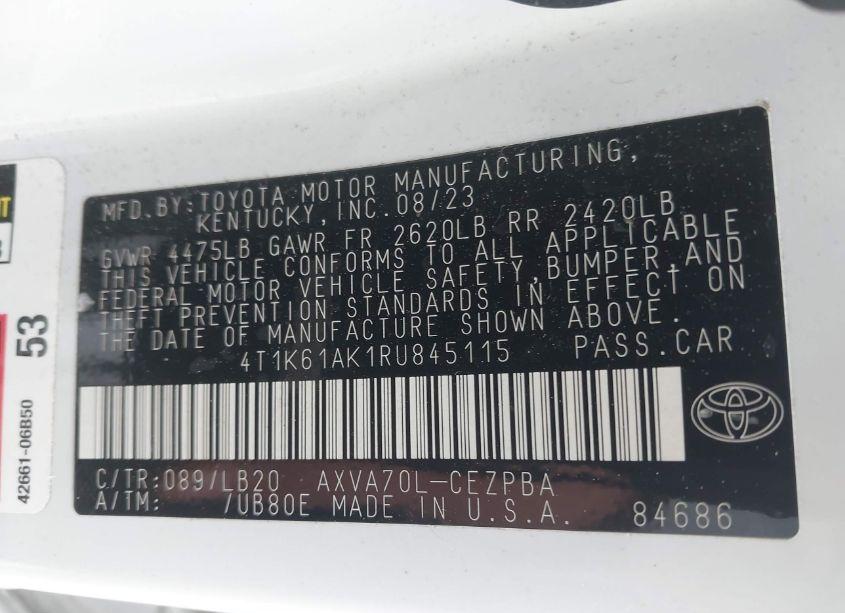 Photo 9 of 2024 Toyota Camry XSE (VIN 4T1K61AK1RU845115)