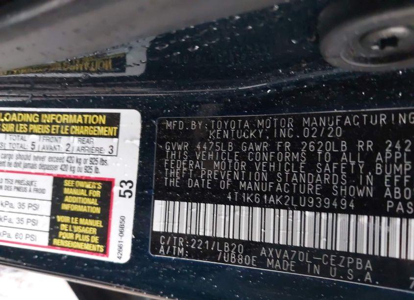 Photo 9 of 2020 Toyota Camry XSE (VIN 4T1K61AK2LU939494)