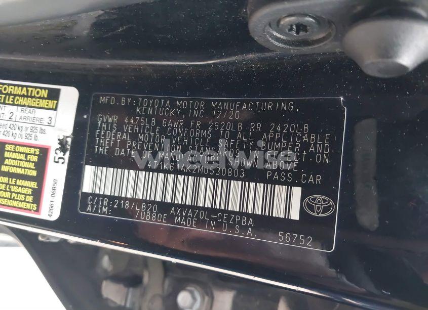 Photo 9 of 2021 Toyota Camry XSE (VIN 4T1K61AK2MU530803)