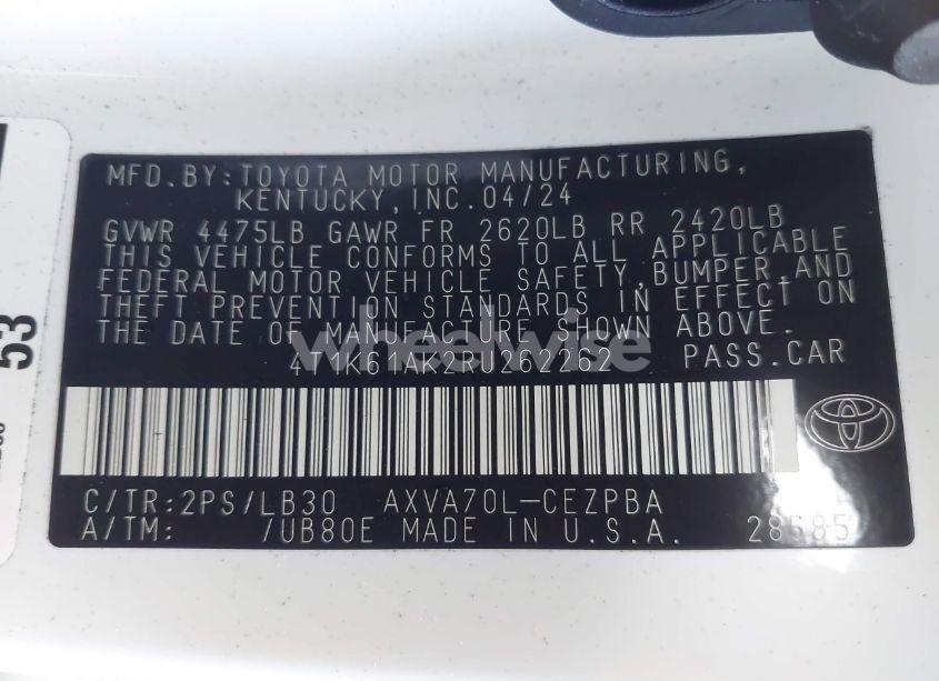 Photo 9 of 2024 Toyota Camry XSE (VIN 4T1K61AK2RU262262)