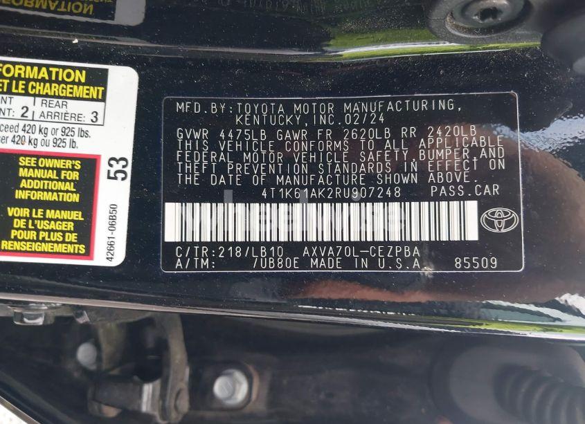 Photo 9 of 2024 Toyota Camry XSE (VIN 4T1K61AK2RU907248)