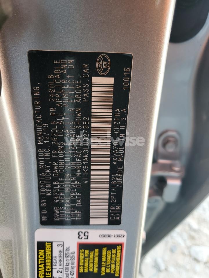 Photo 13 of 2020 TOYOTA CAMRY XSE (VIN 4T1K61AK3LU327952)