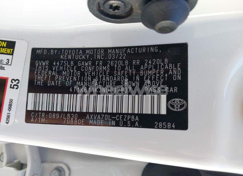 Photo 9 of 2022 Toyota Camry XSE (VIN 4T1K61AK3NU032837)