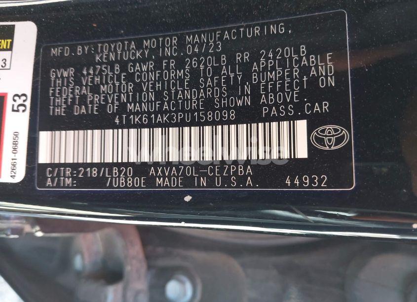 Photo 9 of 2023 Toyota Camry XSE (VIN 4T1K61AK3PU158098)