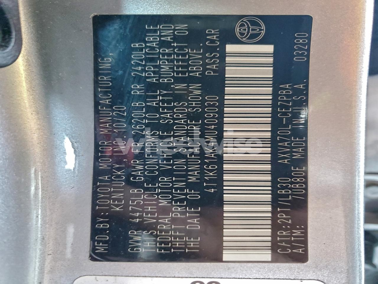 Photo 12 of 2021 TOYOTA CAMRY XSE (VIN 4T1K61AK4MU409030)