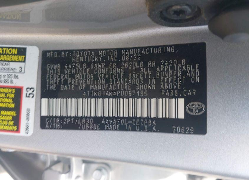 Photo 9 of 2023 Toyota Camry XSE (VIN 4T1K61AK4PU087185)