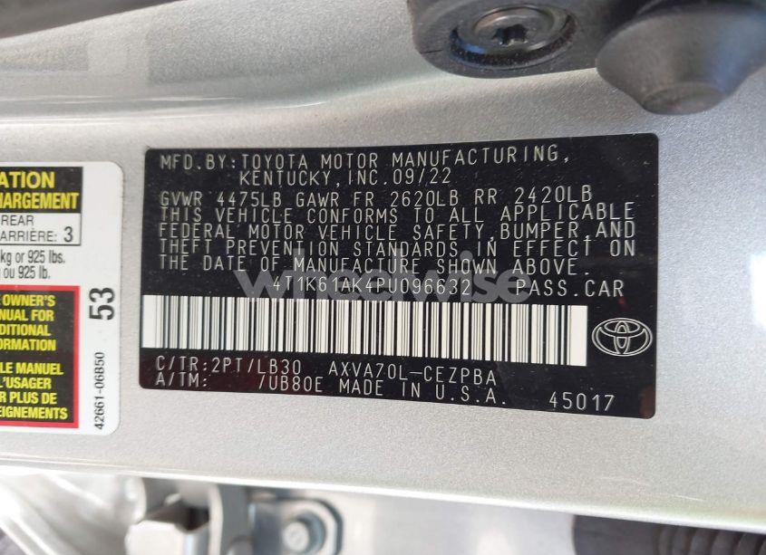 Photo 9 of 2023 Toyota Camry XSE (VIN 4T1K61AK4PU096632)