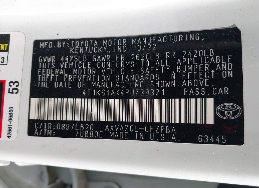 Photo 9 of 2023 Toyota Camry XSE (VIN 4T1K61AK4PU739321)