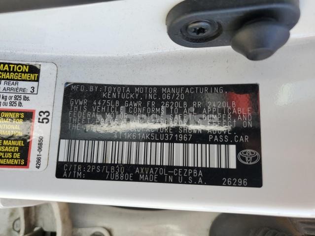 Photo 12 of 2020 TOYOTA CAMRY XSE (VIN 4T1K61AK5LU371967)