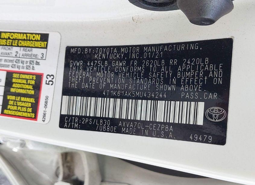 Photo 9 of 2021 Toyota Camry XSE (VIN 4T1K61AK5MU434244)