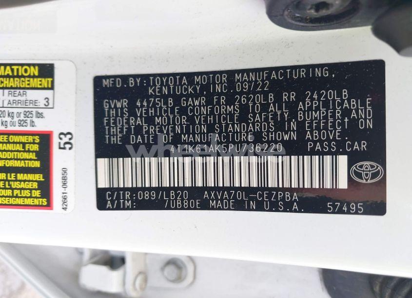 Photo 9 of 2023 Toyota Camry XSE (VIN 4T1K61AK5PU736220)