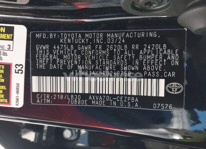 Photo 9 of 2024 Toyota Camry XSE (VIN 4T1K61AK5RU248758)