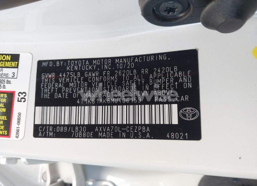 Photo 9 of 2021 Toyota Camry XSE (VIN 4T1K61AK6MU406159)