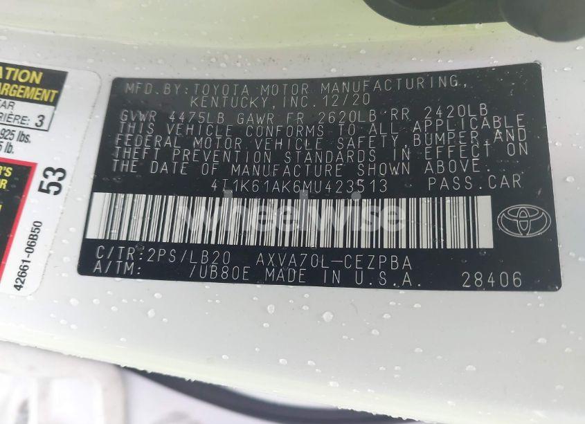 Photo 9 of 2021 Toyota Camry XSE (VIN 4T1K61AK6MU423513)