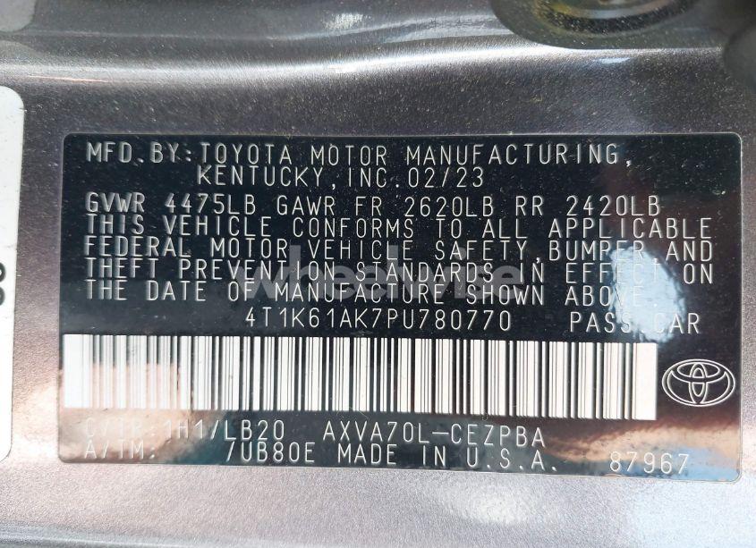 Photo 9 of 2023 Toyota Camry XSE (VIN 4T1K61AK7PU780770)