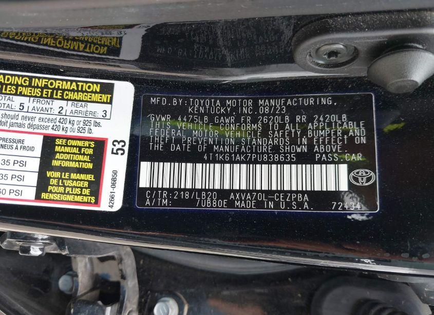 Photo 9 of 2023 Toyota Camry XSE (VIN 4T1K61AK7PU838635)