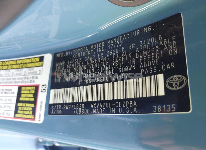 Photo 9 of 2023 Toyota Camry XSE (VIN 4T1K61AK8PU123492)