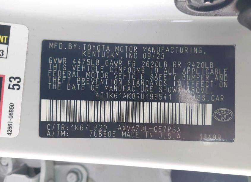 Photo 9 of 2024 Toyota Camry XSE (VIN 4T1K61AK8RU199541)