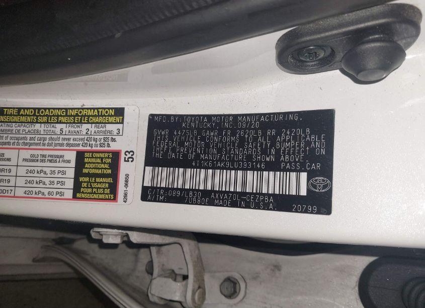 Photo 9 of 2020 Toyota Camry XSE (VIN 4T1K61AK9LU393146)