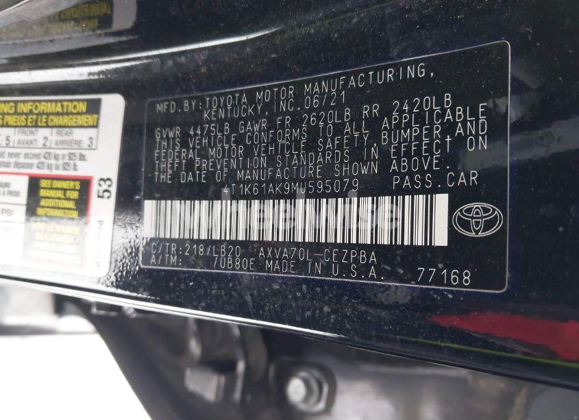 Photo 9 of 2021 Toyota Camry XSE (VIN 4T1K61AK9MU595079)