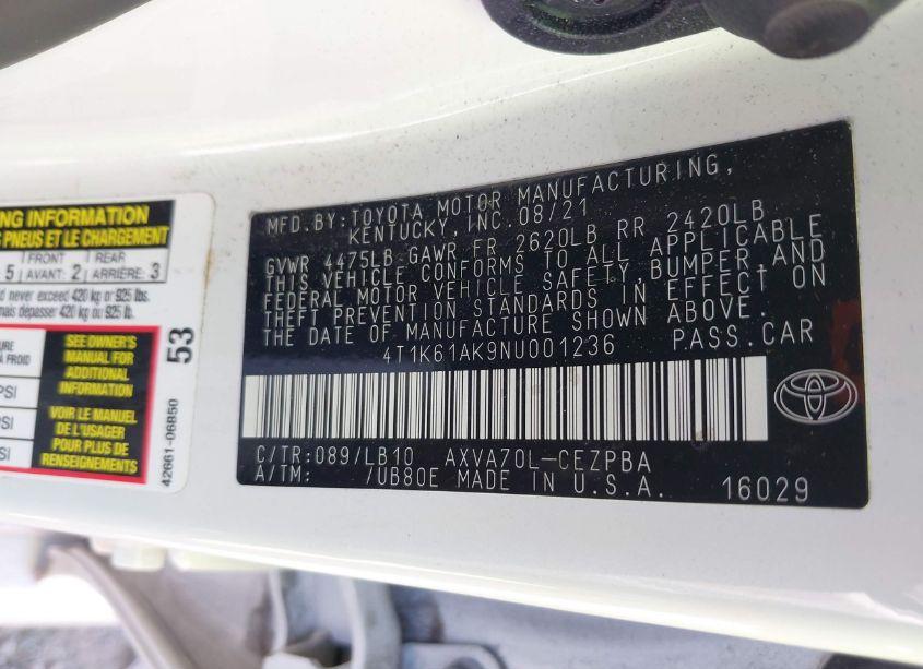 Photo 9 of 2022 Toyota Camry XSE (VIN 4T1K61AK9NU001236)