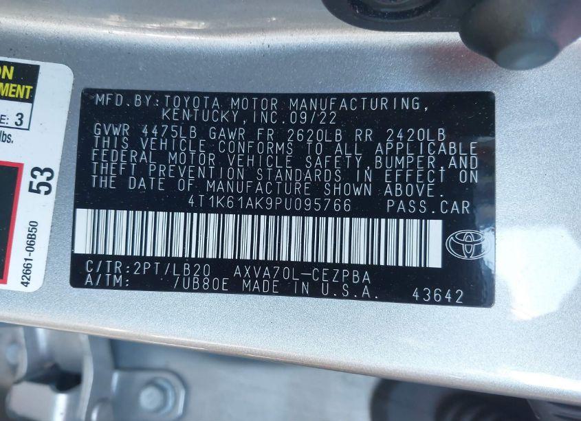 Photo 9 of 2023 Toyota Camry XSE (VIN 4T1K61AK9PU095766)