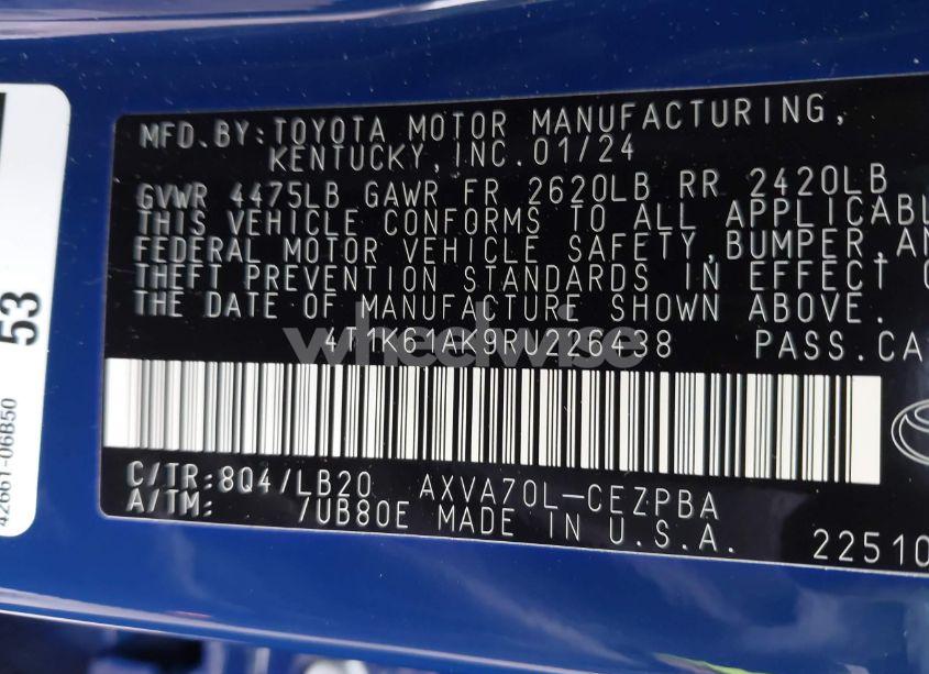 Photo 9 of 2024 Toyota Camry XSE (VIN 4T1K61AK9RU226438)