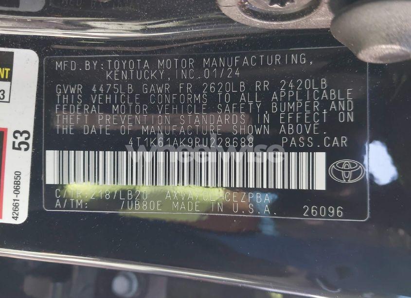 Photo 9 of 2024 Toyota Camry XSE (VIN 4T1K61AK9RU228688)