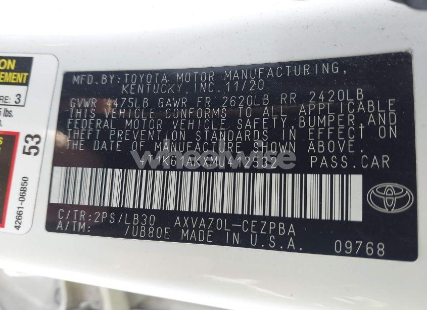 Photo 8 of 2021 Toyota Camry XSE (VIN 4T1K61AKXMU412532)