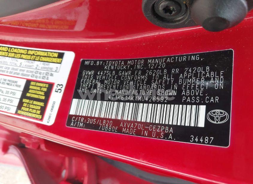 Photo 9 of 2021 Toyota Camry XSE (VIN 4T1K61AKXMU426592)