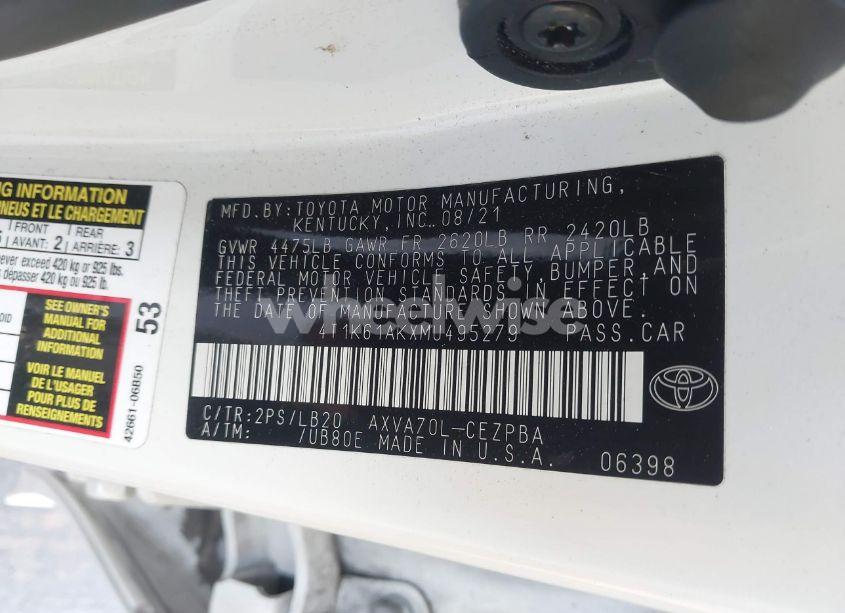 Photo 9 of 2021 Toyota Camry XSE (VIN 4T1K61AKXMU495279)