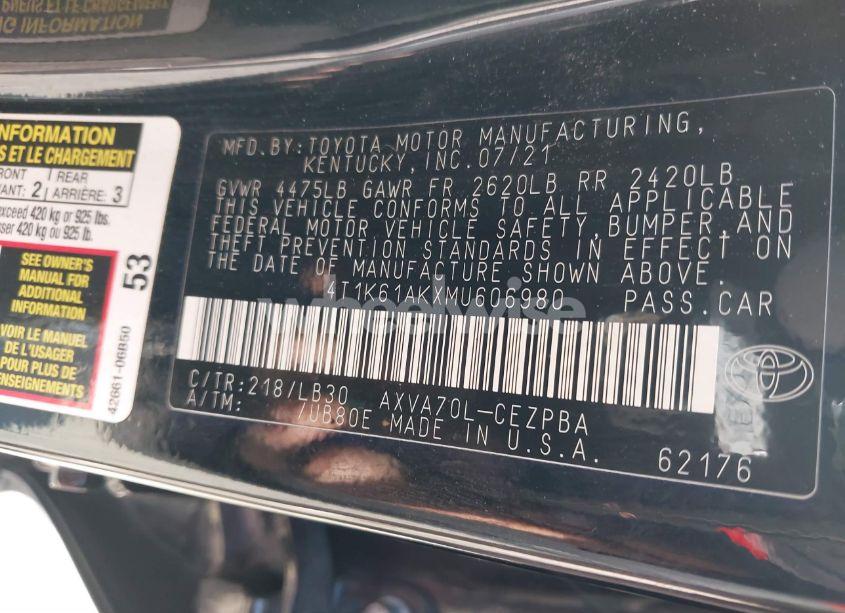 Photo 9 of 2021 Toyota Camry XSE (VIN 4T1K61AKXMU606980)