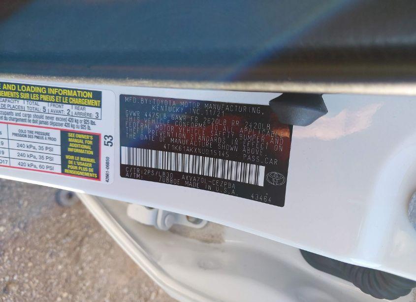 Photo 9 of 2022 Toyota Camry XSE (VIN 4T1K61AKXNU015145)