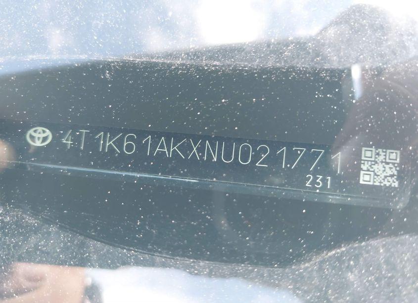 Photo 9 of 2022 Toyota Camry XSE (VIN 4T1K61AKXNU021771)