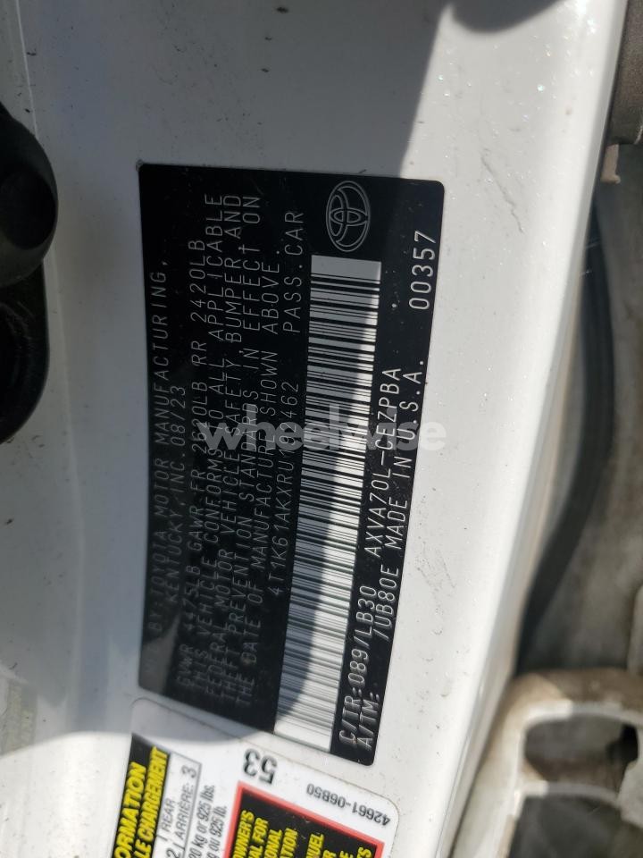 Photo 12 of 2024 TOYOTA CAMRY XSE (VIN 4T1K61AKXRU192462)