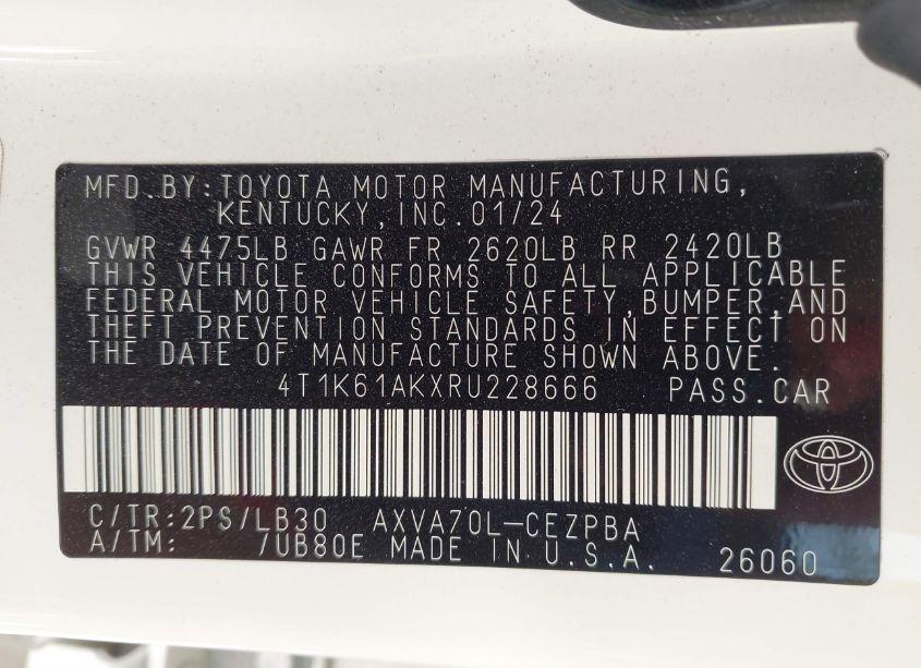 Photo 9 of 2024 Toyota Camry XSE (VIN 4T1K61AKXRU228666)