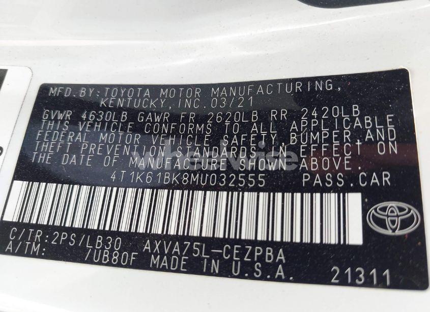 Photo 9 of 2021 Toyota Camry XSE AWD (VIN 4T1K61BK8MU032555)