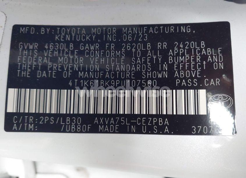 Photo 9 of 2023 Toyota Camry XSE AWD (VIN 4T1K61BK9PU107560)