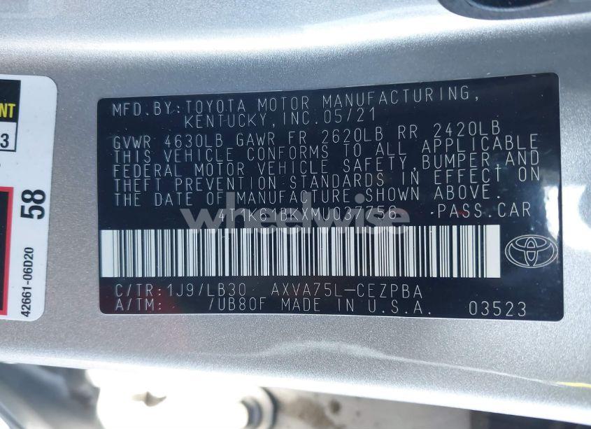Photo 9 of 2021 Toyota Camry XSE AWD (VIN 4T1K61BKXMU037756)