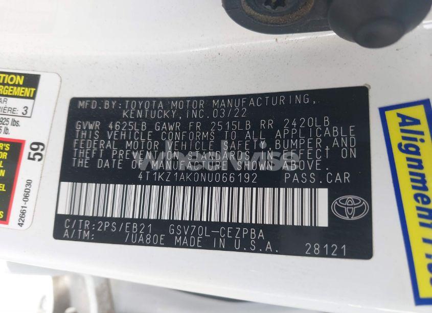 Photo 9 of 2022 Toyota Camry TRD (VIN 4T1KZ1AK0NU066192)