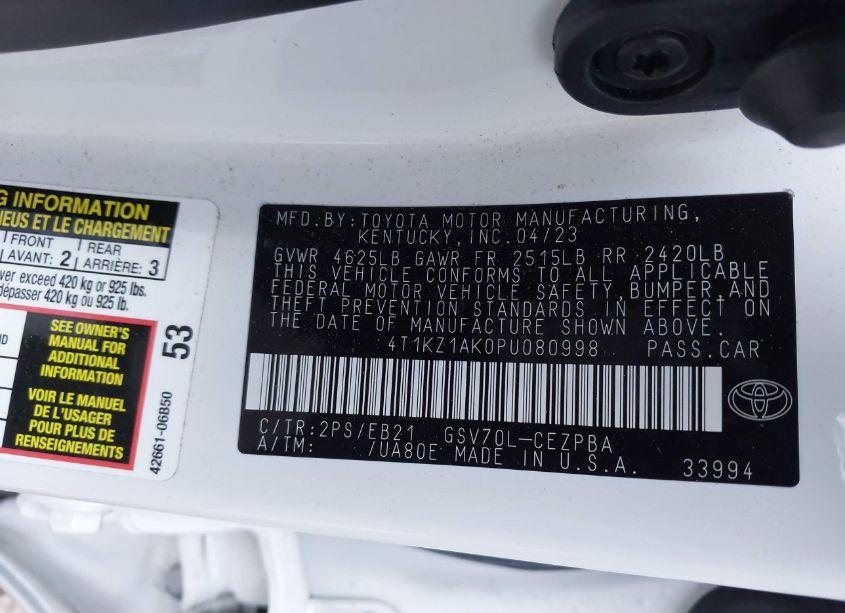 Photo 9 of 2023 Toyota Camry TRD (VIN 4T1KZ1AK0PU080998)