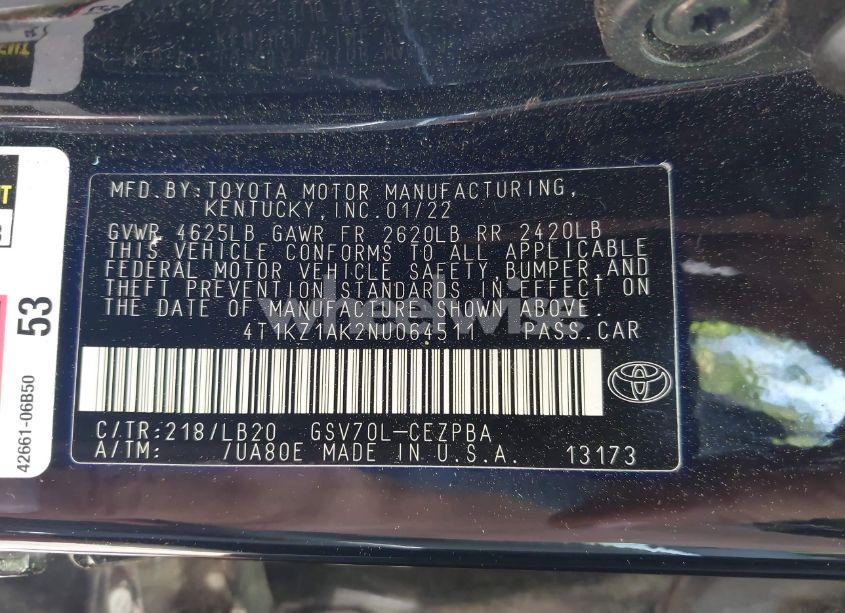 Photo 9 of 2022 Toyota Camry XSE V6 (VIN 4T1KZ1AK2NU064511)