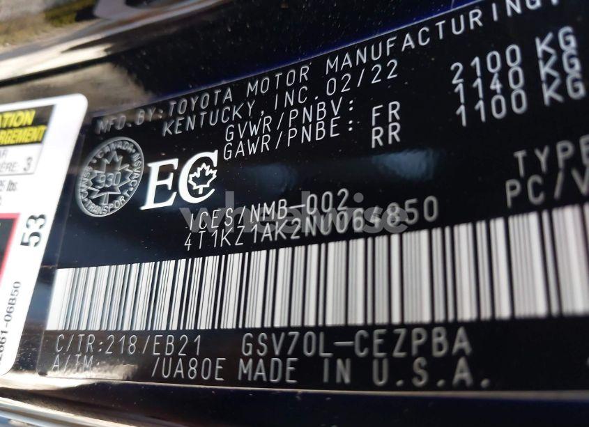 Photo 9 of 2022 Toyota Camry TRD (VIN 4T1KZ1AK2NU064850)